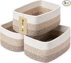 MiniArk Small Storage Baskets for Organizing | Closet Organizer Bins | Shelf Toy Basket | Woven Rope Baskets | Cube Decorativ
