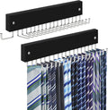 Tie Rack Belt Hanger Wall Mounted, Lomrsiul Non Slip 180 Degree Rotating Tie Organizer for Men Closet with 18 Hooks Closet Or