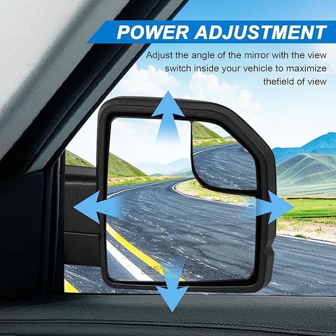 JDMSPEED Right Passenger Side View Mirror Compatible with 2015-2020 Ford F150 with Blind Spot Glass Power Black Without Turn 