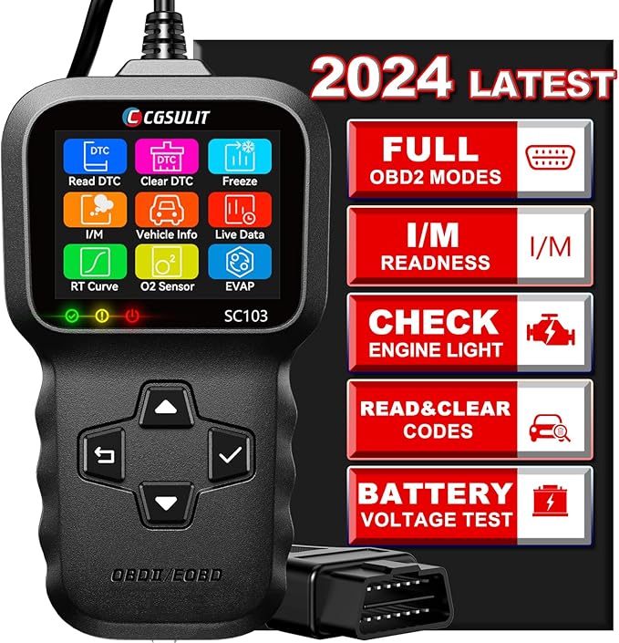 OBD2 Scanner, CGSULIT SC103 Car Code Reader Diagnose Check Engine Light Smog Check DTCs Scan Tool Live Data Stream Voltage Test