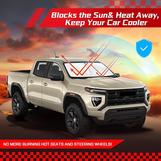 ARISMOTOR Windshield Sun Shade for GMC Canyon 2023-2025 2026, Custom Fit Foldable Front Window Sunshade Sun Visor Protector, Block UV Rays Keep Your Car Cooler