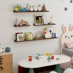 Fun Memories Picture Ledge Shelf, 48 Inch Long Floating Shelves Set of 6, Picture Shelf for Wall with Lip, Large Nursery Book