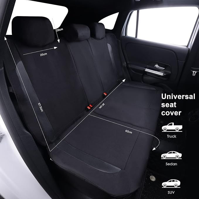 Flying Banner AquaShield Rear Bench car seat Covers Waterproof Water Resistant arm Rest Shoulder Seatbelt Compatible Truck Pr