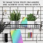 4 Pcs 15.75 x 3.94 x 1.97 Inch Metal Grid Wall Baskets with Hooks Grid Wall Shelves Hanging Wire Basket Multi Function Storag