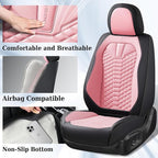 Coverado Seat Covers Full Set, Waterproof Nappa Leather Seat Covers for Cars, 5 Seats Universal Car Seat Protectors, Black an