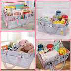 Baby Diaper Caddy Organizer for Girl Boy Large Nursery Storage Bin Basket Portable Holder Tote Bag for Changing Table and Car