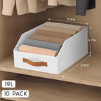 Homsorout Fabric Storage Bins for Organizing - 10 Pack Large Trapezoid Collapsible Storage Bins with Front Handle, Closet Org