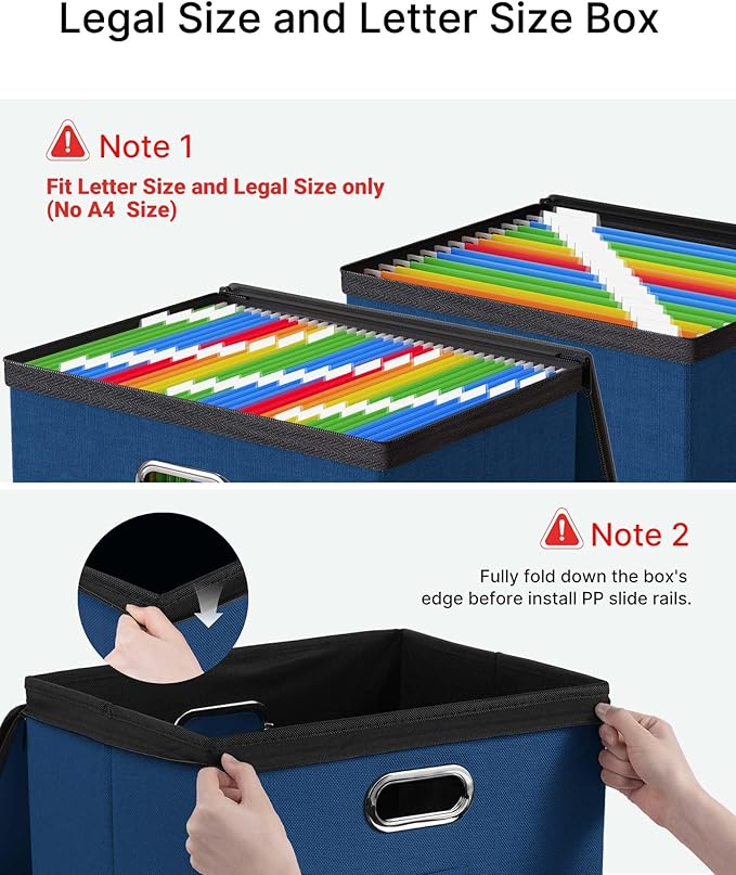 Oterri File Organizer Boxes with Lids, File Box with Mesh Pockets, Document Organizer Box for Letter Size Folders, Zippers Im