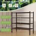 ROMGUAR CRAFT 4 Tier Bamboo Shoe Rack for Closet Free Standing Wood Shoe Shelf for Entryway Small Space Stackable 27"x11"x26"