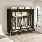Portable Wardrobe with 4 Drawers, 4 Hanging Rods - 67" Tall Sweater Organizer, Sturdy Easy Temporary Bedroom Wardrobe Organiz