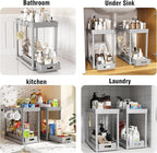 2 Pack Pull-Out Storage Organizers, Under Sink Organizer and Storage for Bathroom & Kitchen,Multi-Purpose Under Cabinet Organ