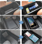 Center Console Organizer 3PC Compatible with 2025-2026 Toyota Camry Accessories, Armrest Storage Box, Charging Zone Anti-Slip Mat and Gear Shifter Right Side Console Organizer Tray