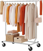 Tajsoon Clothing Rack Heavy Duty Clothes Racks Foldable Garment Rack with Wheels and Extendable Rod, Collapsible Clothing Rac
