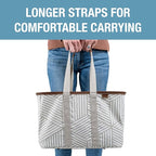 CleverMade Collapsible LUXE Tote - Reusable Grocery Shopping Storage Bag Organizer w/Handles Reinforced Bottom