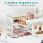 Vtopmart 12.1''W Clear Stackable Storage Drawers,4 Pack Acrylic Plastic Organizers Bins for Makeup Palettes, Cosmetics, and B