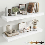 Fun Memories Floating Shelves for Wall, 32 Inch Long Floating Shelves Set of 2, 32 x 10 Wooden Shelves for Wall, Large Storag