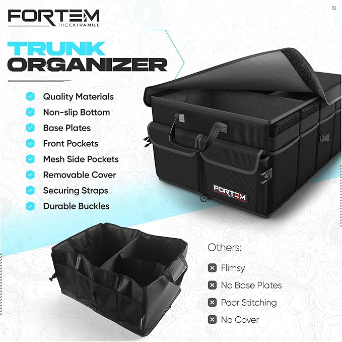 FORTEM Trunk Organizer For SUV Car Trunk Organizer, Foldable Storage, Car Accessories for Women Men, Collapsible Bag, Perfect C