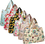 allydrew Large Foldable Tote Nylon Reusable Grocery Bags, 6 Pack