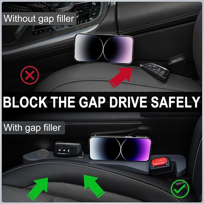 UREHEPO 2pcs Elastic Car Seat Gap Filler Organizer, Universal Interior Car Accessories to Stop Things from Dropping and Add Style for Car SUV and Truck, Fill The Gap Between Seat and Console - Gray
