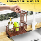 Cisily Kitchen Sink Caddy, Sponge Holder for Kitchen Sink, Kitchen Sink Organzier and Storage with High Brush Holder, Rustpro