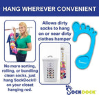 Sock Laundry Solution for Washing Drying & Storing Socks in Pairs, Clip & Hold Socks in Washer Dryer & Closet 2-Pack