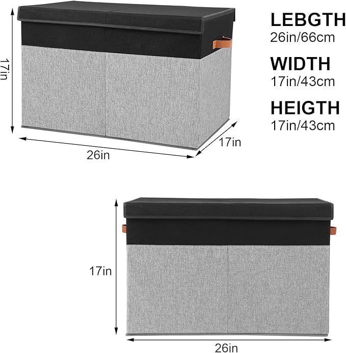 Gowee Large Toy Storage Box with Lid, Sturdy Toys Storage Chest Bin Organizer Basket with Dividers for Kids, Boys, Girls, Nur