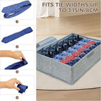 PINGMIC Gray Sock Organizer Divider 3 Pack with Lid - 30 Cell Foldable Closet Storage, Tie Organizer For Men Boxes for Socks,