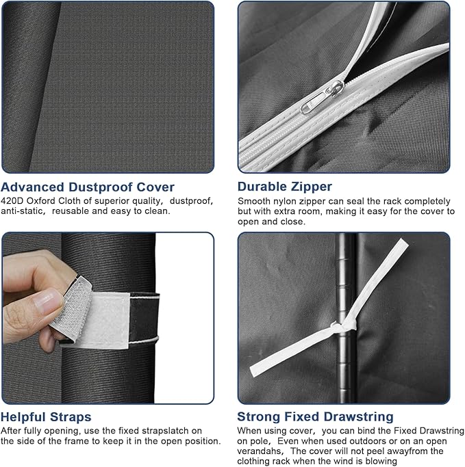 Ulif E12C Pro Heavy Duty Closet Organizer System，Freestanding Clothing Rack, Adjustable Garment Rack 71" W x 16" D x 76.5" H 