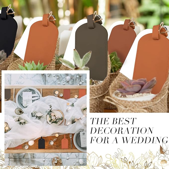 Amylove 48 Sets Leather Luggage Tags Bulk Wedding Favors Luggage Tags for Guests Bridal Gifts Wedding Bridal Shower Gift PU L