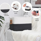 COMFY-HOMI 3PACK Cotton Rope Square Basket with Handles for Shelves| Storage|Baby Basket for Gif|Shoe basket for Organizing|N