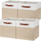 Temary Fabric Storage Cubes - 12 Inch Collapsible Bins (4Pack) - Empty Gift Baskets for Organizing Shelves, Closets, Nursery 