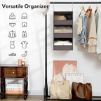 GRANNY SAYS 3-Shelf Closet Organizers and Storage, Foldable Hanging Closet Organizer, Hanging Closet Shelves with 2 Metal Hoo