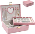 Dajasan Jewelry Boxes for Women Girls, Jewelry Organizer Box, 2-Layer Large Velvet Jewelry Organizer for Rings Necklaces Brac
