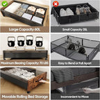 Under Bed Storage with Wheels Vintage Brown-2pack and Walnut 2pack