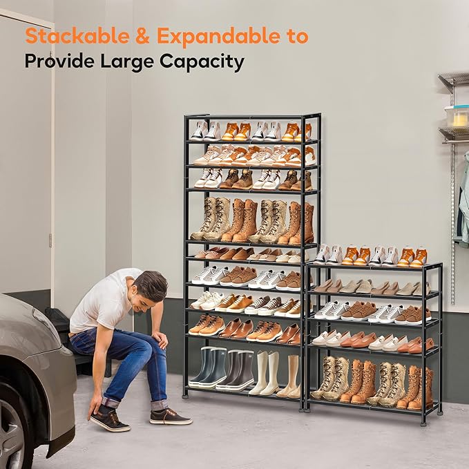KEETDY 5-Tier Heavy Duty Shoe Rack for Garage Entryway, Stackable Shoe Organizer for 25 Pairs Men Boots, Shoe Rack for Closet
