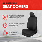 Motor Trend SpillGuard 2 Black Seat Covers for Cars & Seat Covers for Trucks - Neoprene Lining Waterproof Car Seat Covers Fro