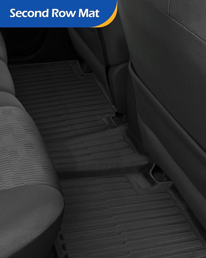 Car Floor Mats for Toyota RAV4: 2006 2007 2008 2009 2010 2011 2012 Without 3rd Row Seat All Weather Carpet Custom Fit for RAV-4 Front Second Row Cargo Area Accessories Heavy Duty Full Set Rubber Liner