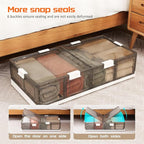 2-Pack Under Bed Storage Containers with Wheels - Stackable, Foldable Plastic Storage Boxes with Lids for Clothes, Shoes, Bla
