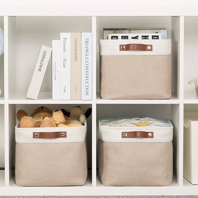 HNZIGE Fabric Storage Baskets for Shelves, Large Collapsible Storage Baskets for Organizing, Decorative Baskets Bins Set with