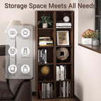 5 Cube Storage Organizer, Narrow Open Shelf Bookcase, Freestanding 5 Tier Low Display Bookshelf for Home Office, Living Room,