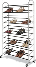 Whitmor 10 Tier Shoe Tower, 50 Pair, Chrome