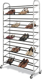 Whitmor 10 Tier Shoe Tower, 50 Pair, Chrome