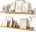 Fun Memories Picture Ledge Shelves Set of 2, 32 Inch Rustic Wall Mounted Floating Shelves with Lip for Home Storage and Décor