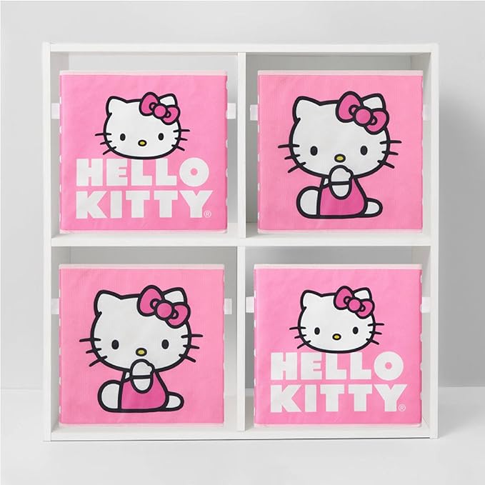 Hello Kitty Set of 2 Durable Storage Cubes with Handles, 10"x10"x10" Cubes