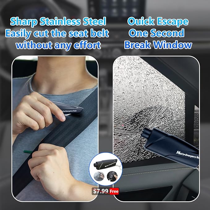 Seat gap filler Compatible with Crosstrek/Forester.Deeper Than Standard Retail Models(7.5cm)|Added Cup Holder (2 Fixed Points) + Hooks + Charging Cable Port |2pcs Black| Free Window Break Hammer 1pcs|