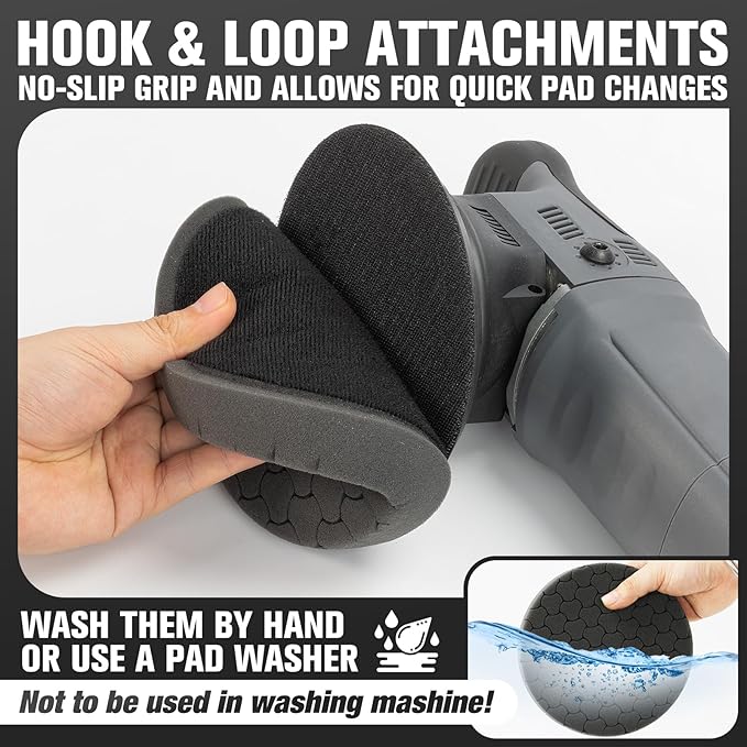 Black Polish Pad, 3Pcs 5.5 Inch Face for 5 Inch Buffing Polishing Pads and Woolen Pads 125mm Backing Plate Compound Buffing Sponge for Car Buffer Polisher Compounding, Polishing and Waxing