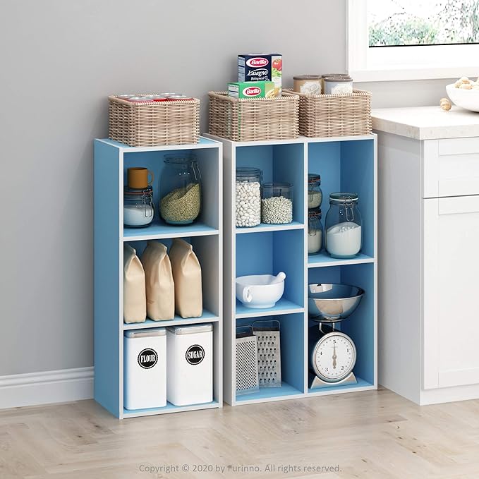 Furinno LUDER Book Shelf, 5-Cube Bookshelf, Reversible Bookcase, 9.4 x 19.5 x 31.5, Easy Assembly, for Living Room, Bedroom, 