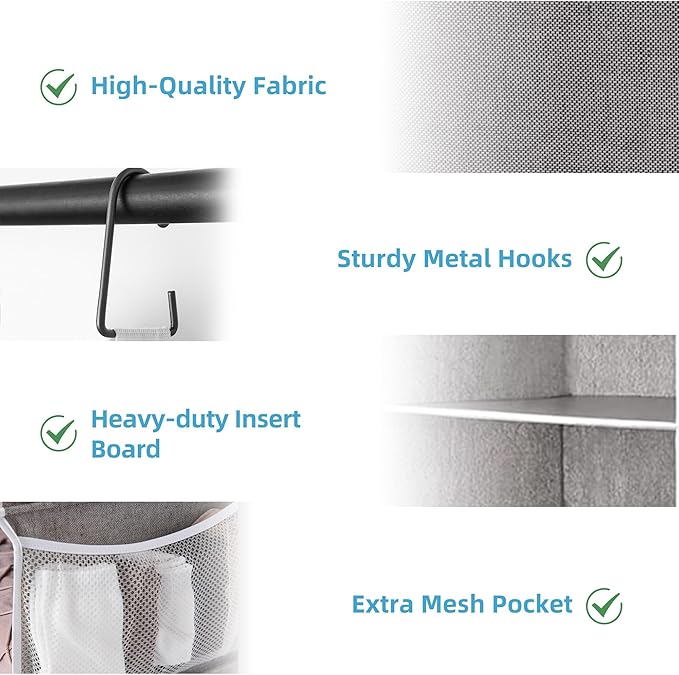 StorageWorks 6-Shelf Closet Organizers, Two 3-Shelf Separable Hanging Shelves for Closet, 12" D x 12" W x 48 ¼"H， Canvas, Gra