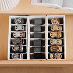 3 Packs Fabric Belt Organizer, 6 Grids Belt Organizer for Closet and Drawer, Foldable Dresser Drawer Organizers, Tie Storage 