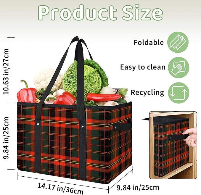 Reusable Grocery Bags Heavy Duty Shopping Bags Foldable Large Tote Bags with Long Handles & Hard Bottom